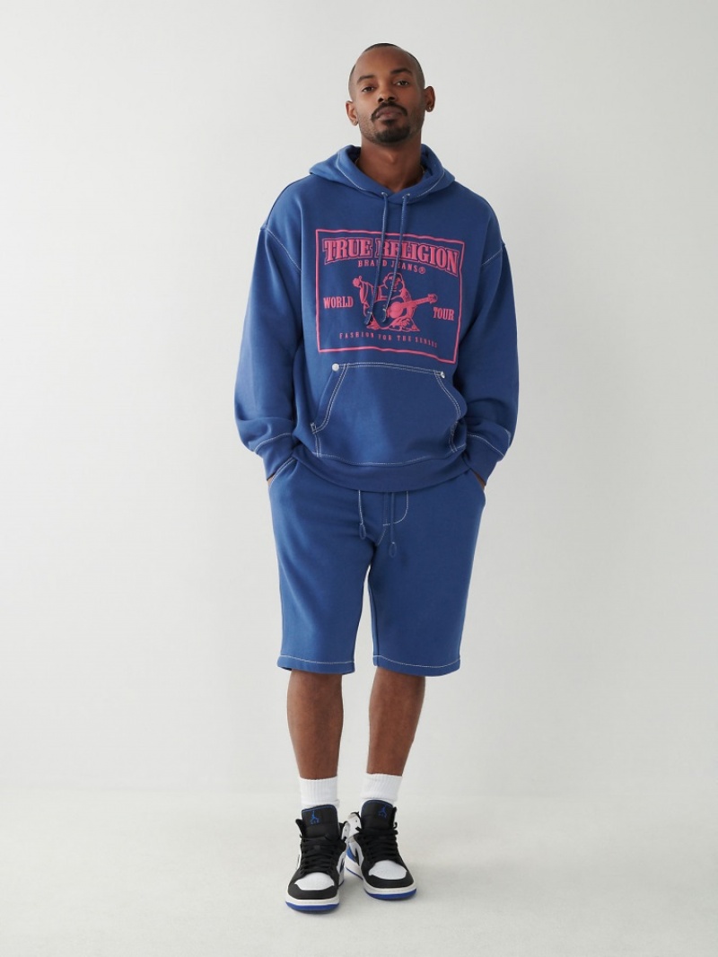 Sweat a Capuche True Religion Big T Logo Relaxed Homme Bleu Marine | WVS-58567996