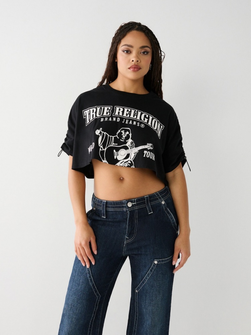 T Shirts True Religion Buddha Crop Femme Orange Rose | NUA-88018574