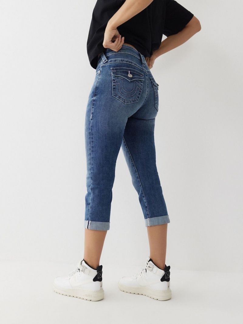 Curvy Skinny Jeans True Religion Jennie Curvy Mince Crop Jean Femme Bleu Marine | BJN-41919185