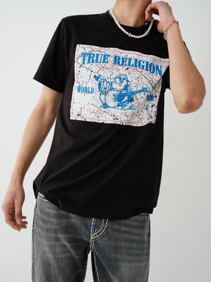 T Shirts True Religion Vintage Logo Homme Bleu | UHU-50011449