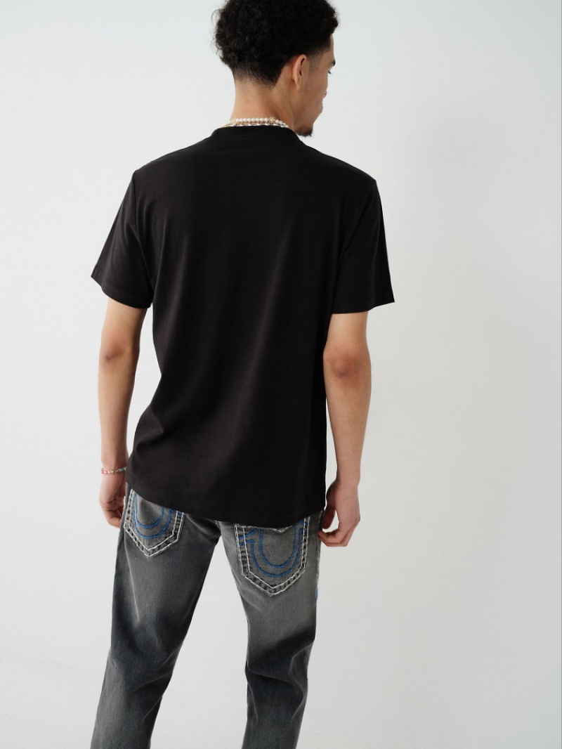 T Shirts True Religion Vintage Logo Homme Bleu | UHU-50011449