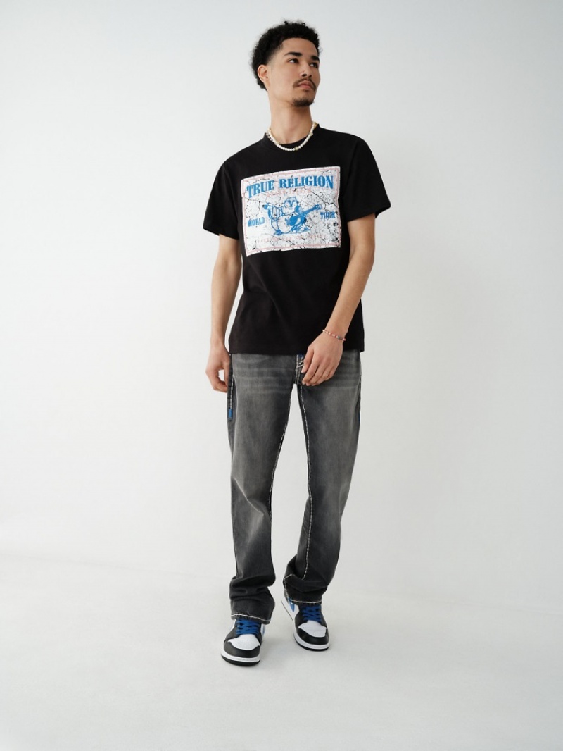 T Shirts True Religion Vintage Logo Homme Bleu | UHU-50011449