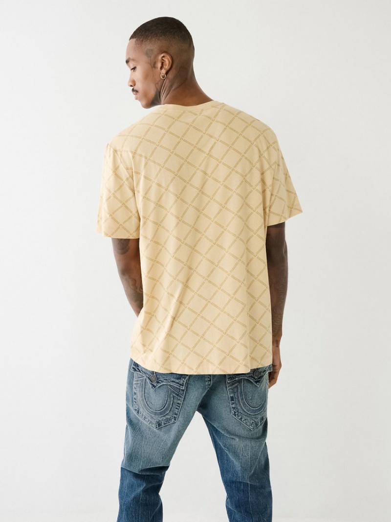 T Shirts True Religion True Religion Logo Monogram Homme Jaune | KVX-56618691