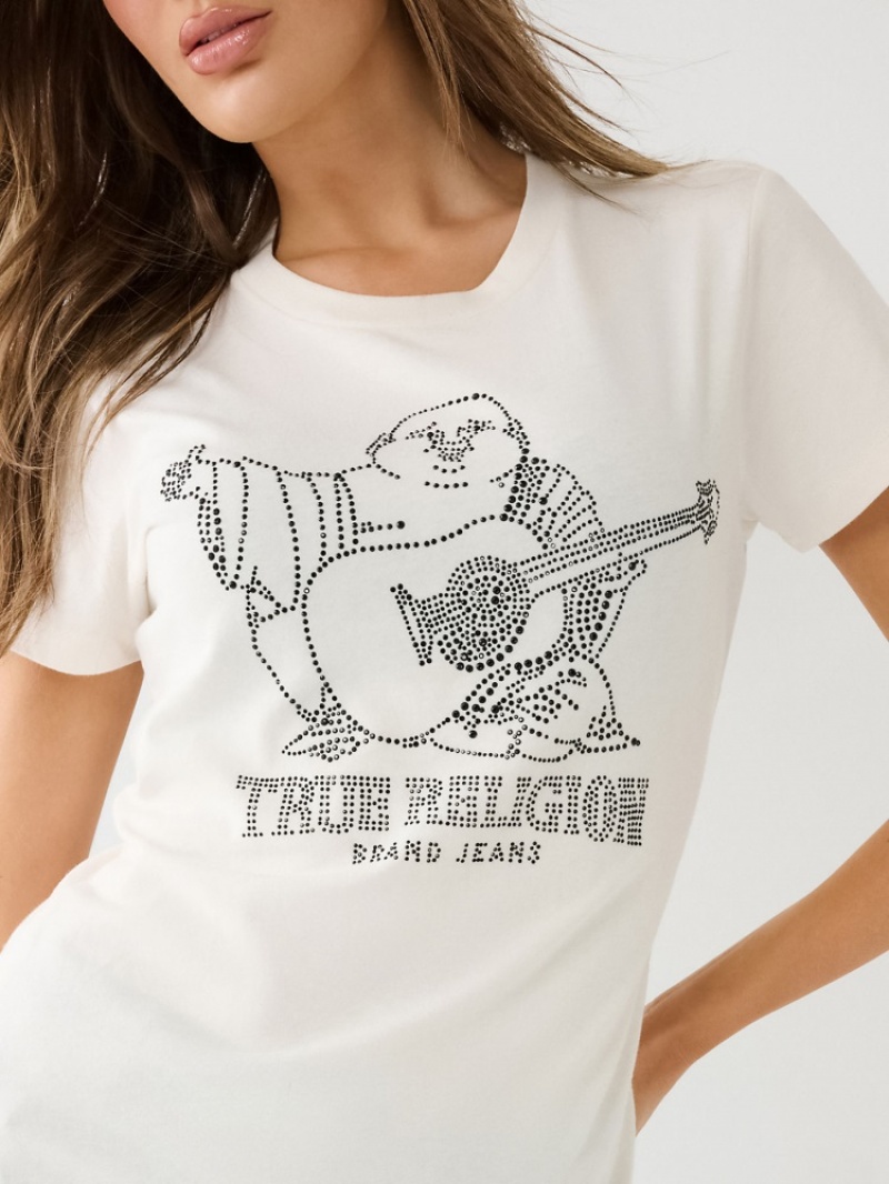 T Shirts True Religion Crystal Buddha Logo Slim Femme Bleu Marine | UWL-44551919