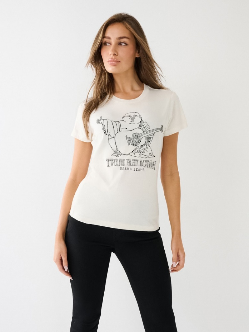 T Shirts True Religion Crystal Buddha Logo Slim Femme Bleu Marine | UWL-44551919