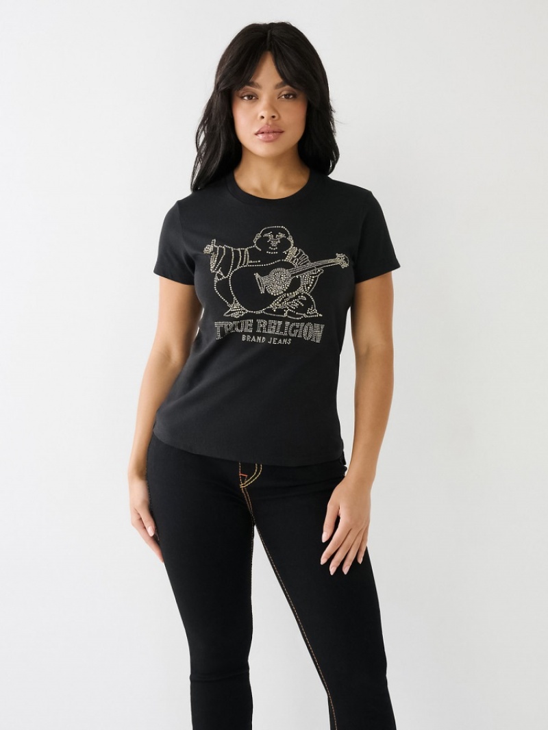 T Shirts True Religion Crystal Buddha Logo Slim Femme Bleu | QTG-53636206