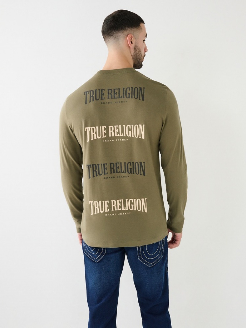 Chemise à Manches Longues True Religion True Religion Logo Homme Bleu Orange | TLN-47646157