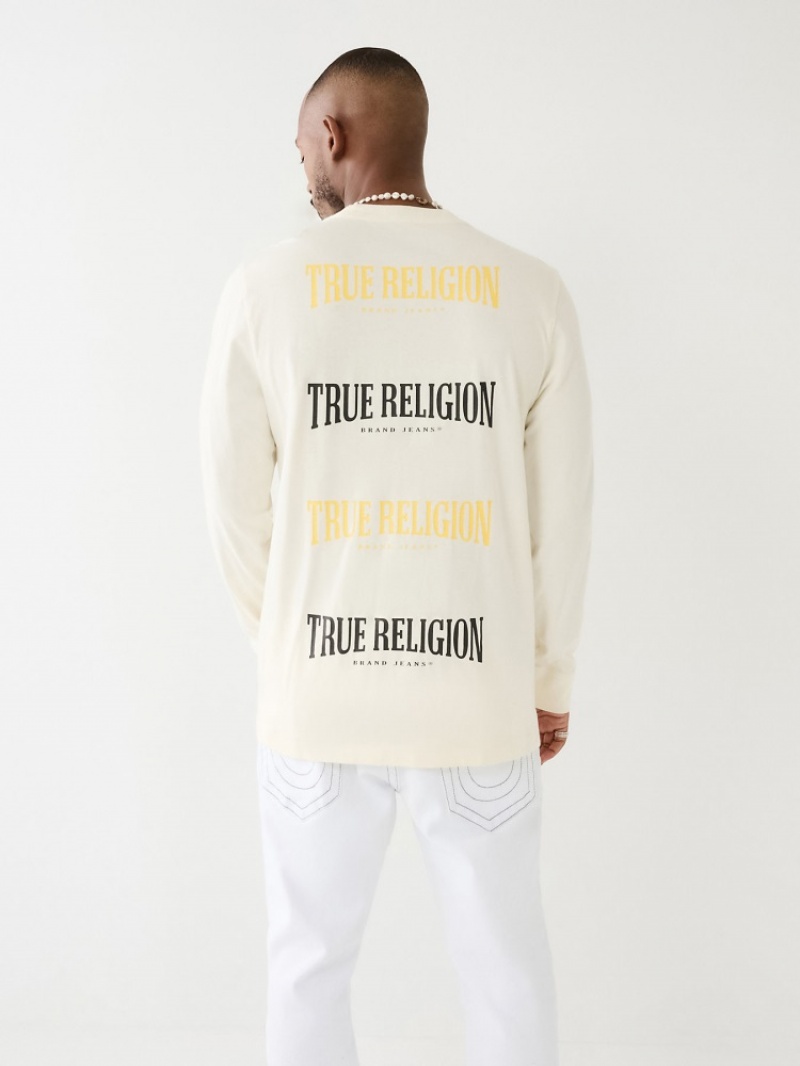 Chemise à Manches Longues True Religion True Religion Logo Homme Noir Jaune | TWE-48062011