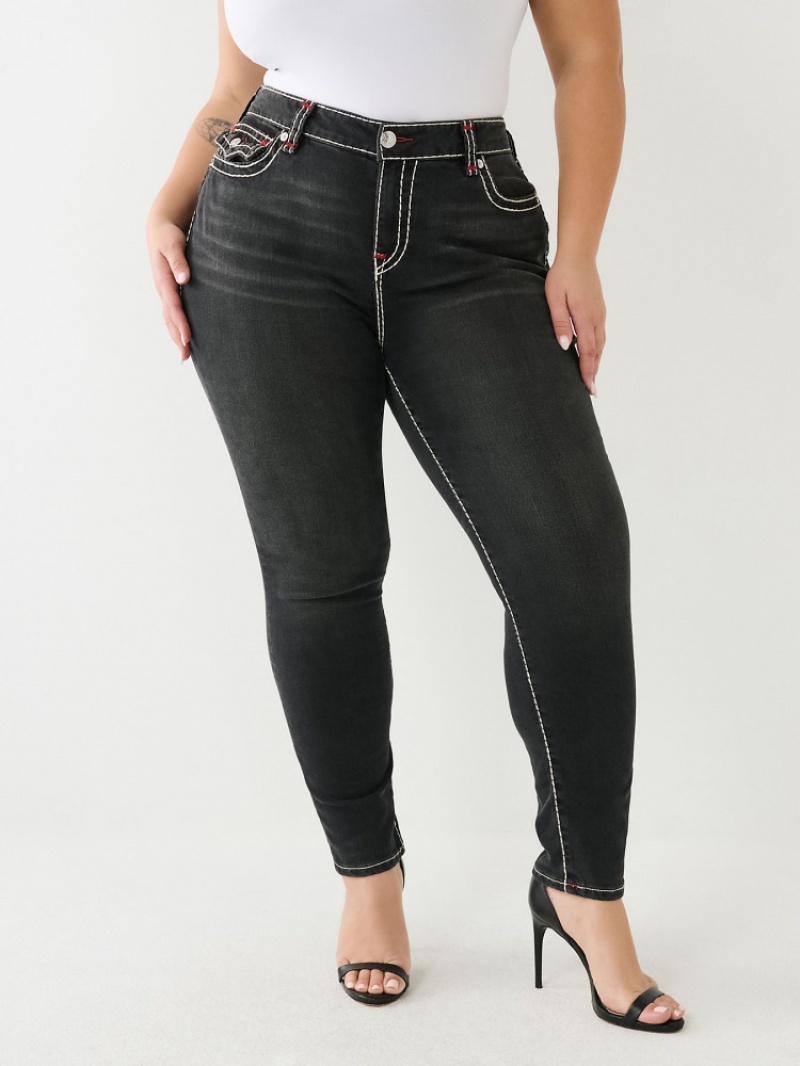 Curvy Skinny Jeans True Religion Plus Jennie Mid Rise Super T Femme Bleu | QVX-00435030