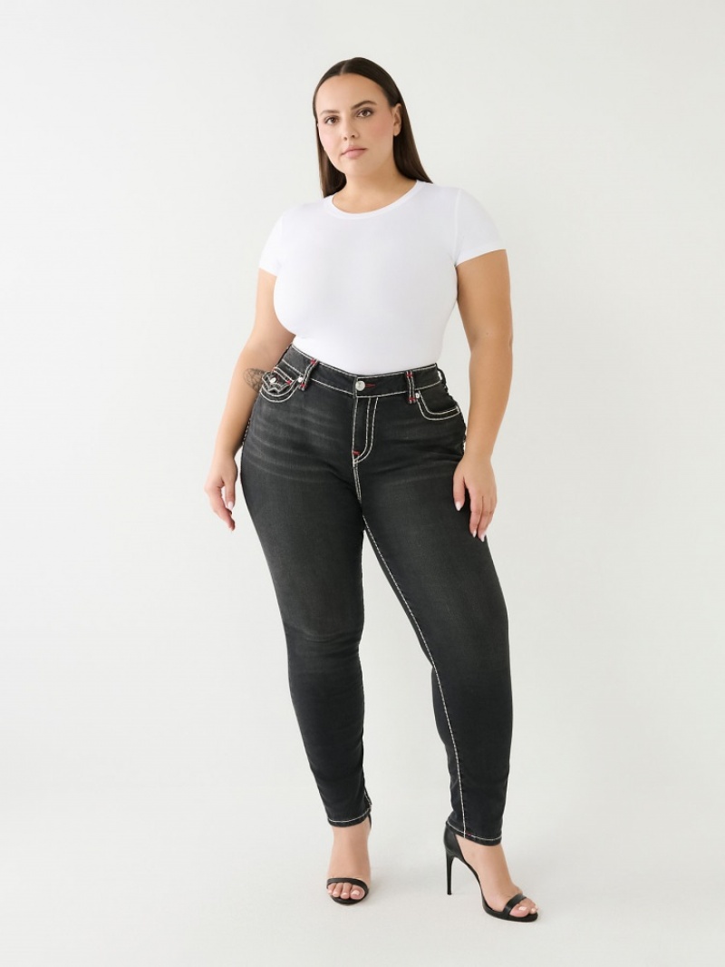 Curvy Skinny Jeans True Religion Plus Jennie Mid Rise Super T Femme Bleu | QVX-00435030