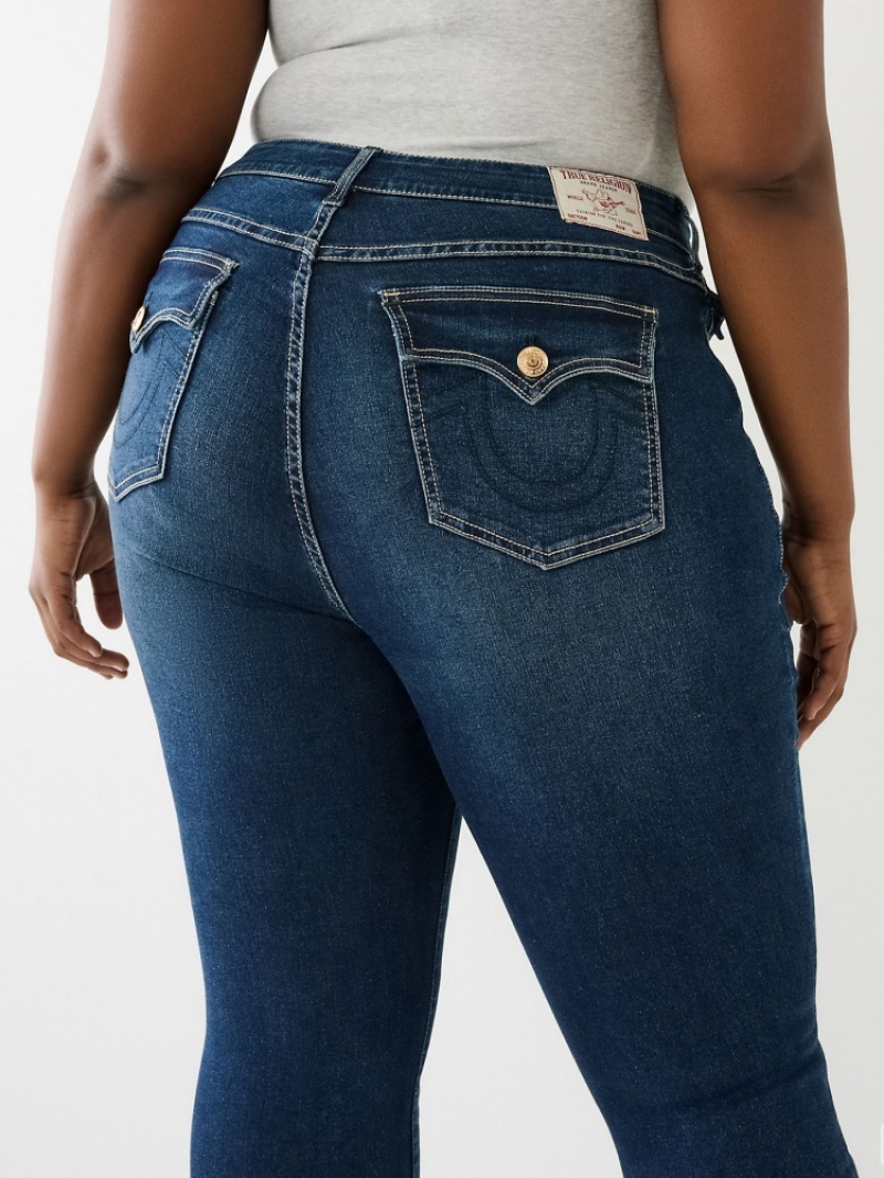 Curvy Skinny Jeans True Religion Plus Jennie Mid Rise Flap Femme Noir | KAT-61780244