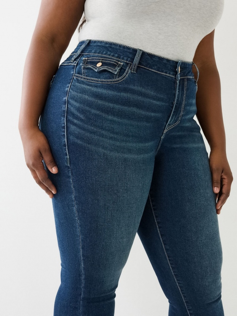 Curvy Skinny Jeans True Religion Plus Jennie Mid Rise Flap Femme Noir | KAT-61780244