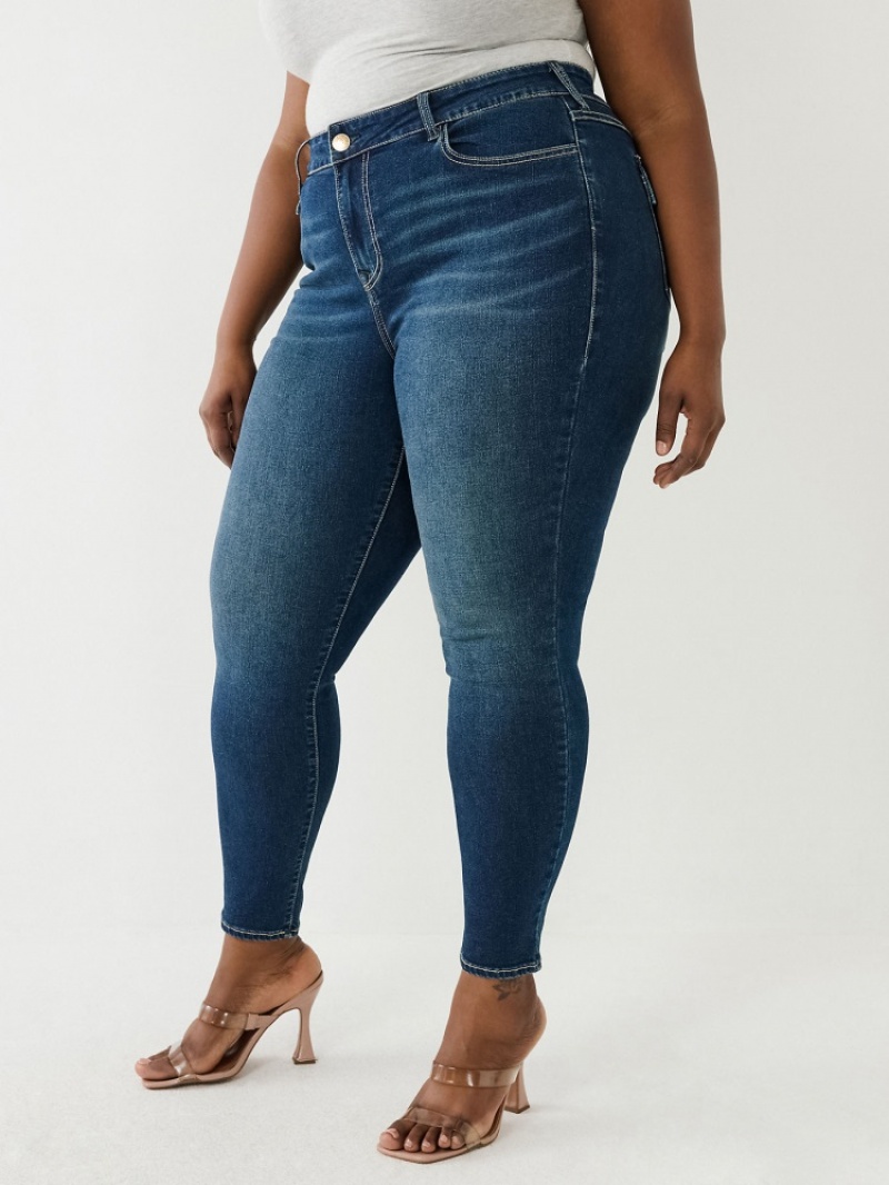 Curvy Skinny Jeans True Religion Plus Jennie Mid Rise Flap Femme Noir | KAT-61780244