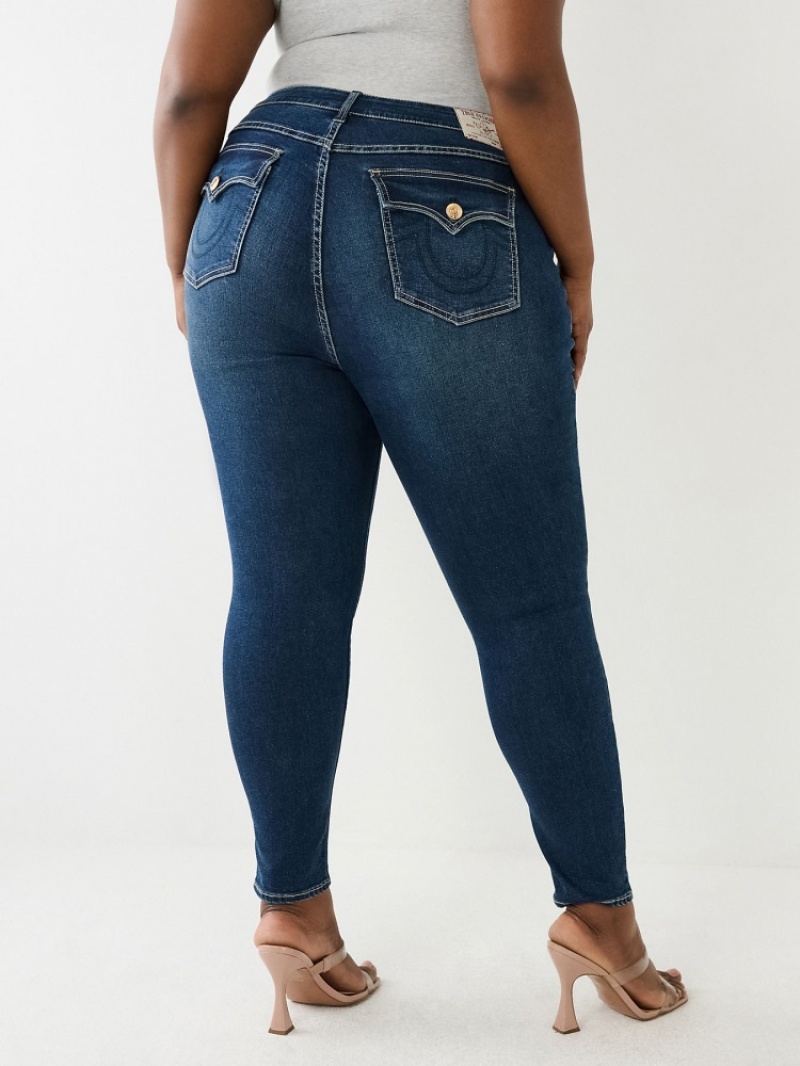 Curvy Skinny Jeans True Religion Plus Jennie Mid Rise Flap Femme Noir | KAT-61780244