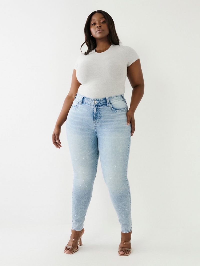 Curvy Skinny Jeans True Religion Plus Crystal Jennie High Rise Femme Bleu | BEP-92769243