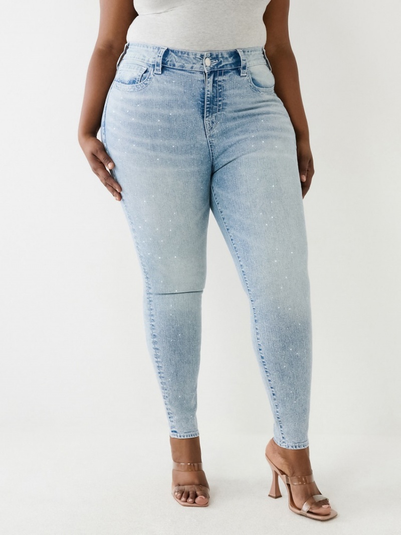 Curvy Skinny Jeans True Religion Plus Crystal Jennie High Rise Femme Bleu | BEP-92769243