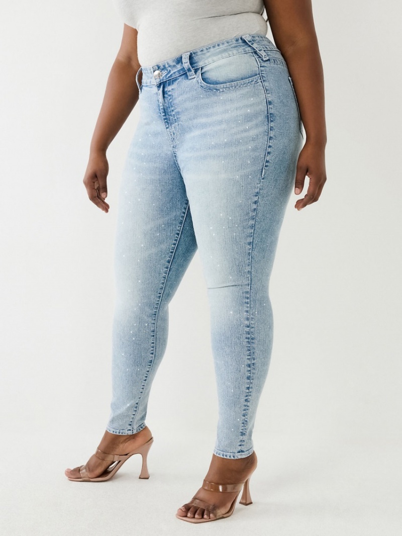 Curvy Skinny Jeans True Religion Plus Crystal Jennie High Rise Femme Bleu | BEP-92769243