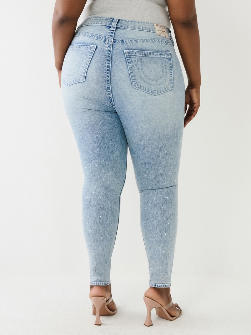 Curvy Skinny Jeans True Religion Plus Crystal Jennie High Rise Femme Bleu | BEP-92769243