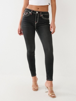 Curvy Skinny Jeans True Religion Jennie Mid Rise Super T Femme Bleu Marine | ANM-46671386