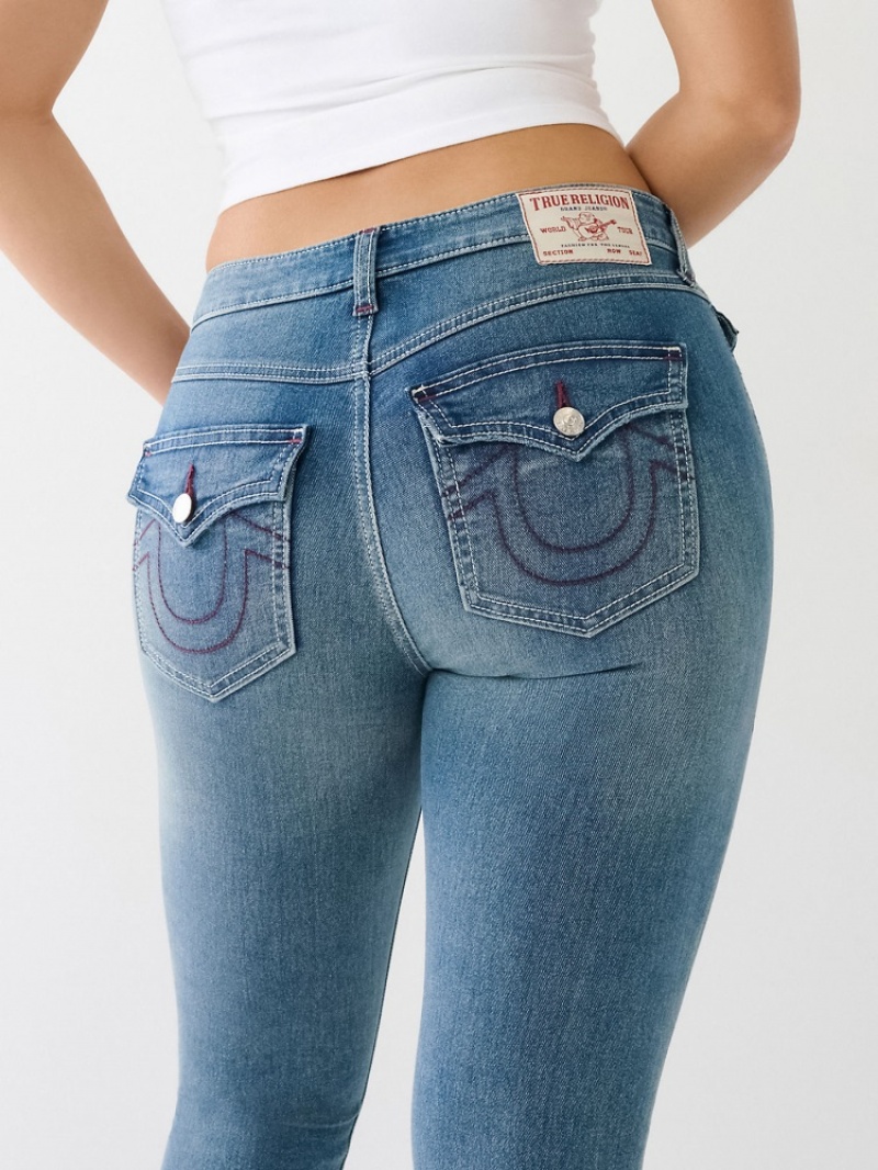 Curvy Skinny Jeans True Religion Jennie Mid Rise Single Needle Femme Bleu | ZBJ-52769301