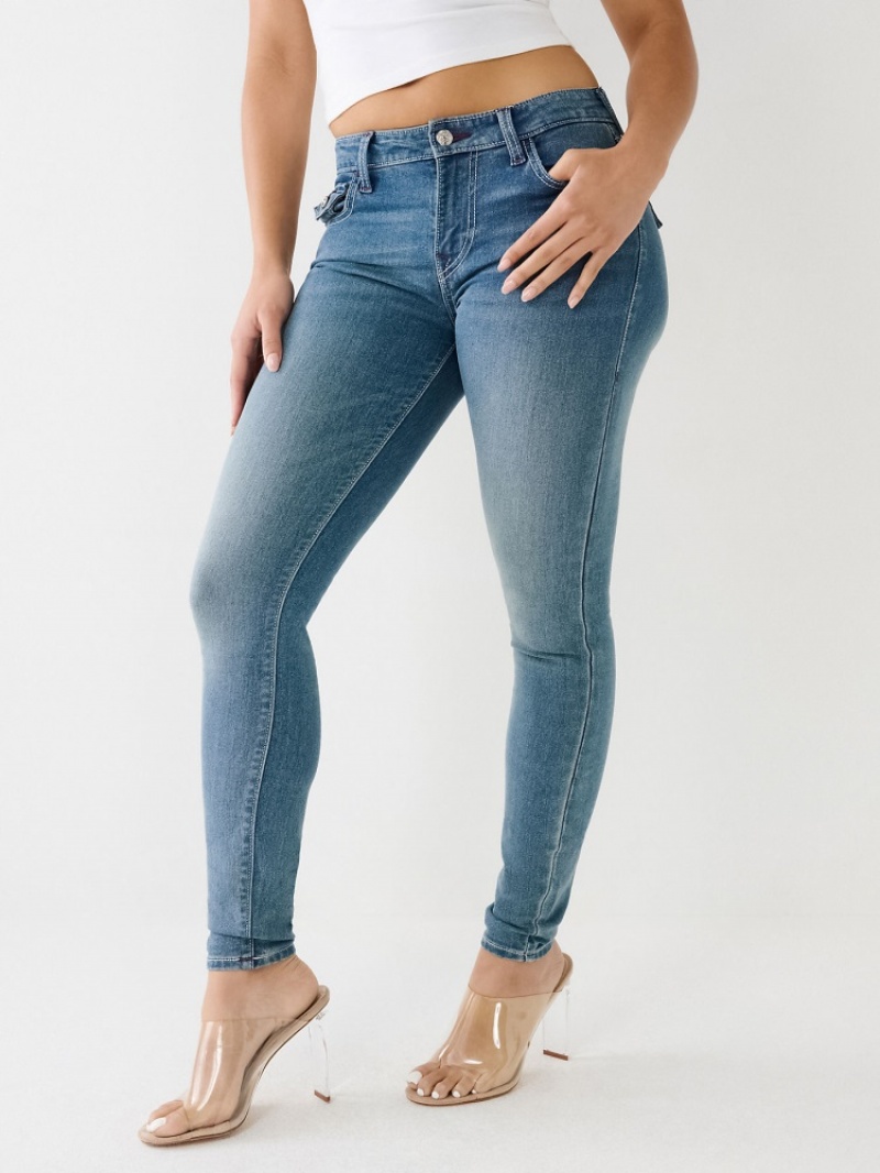 Curvy Skinny Jeans True Religion Jennie Mid Rise Single Needle Femme Bleu | ZBJ-52769301