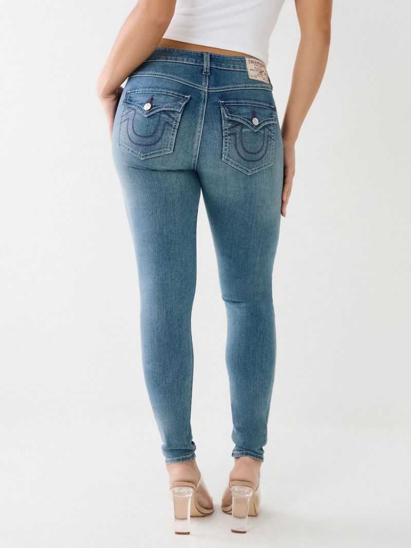 Curvy Skinny Jeans True Religion Jennie Mid Rise Single Needle Femme Bleu | ZBJ-52769301