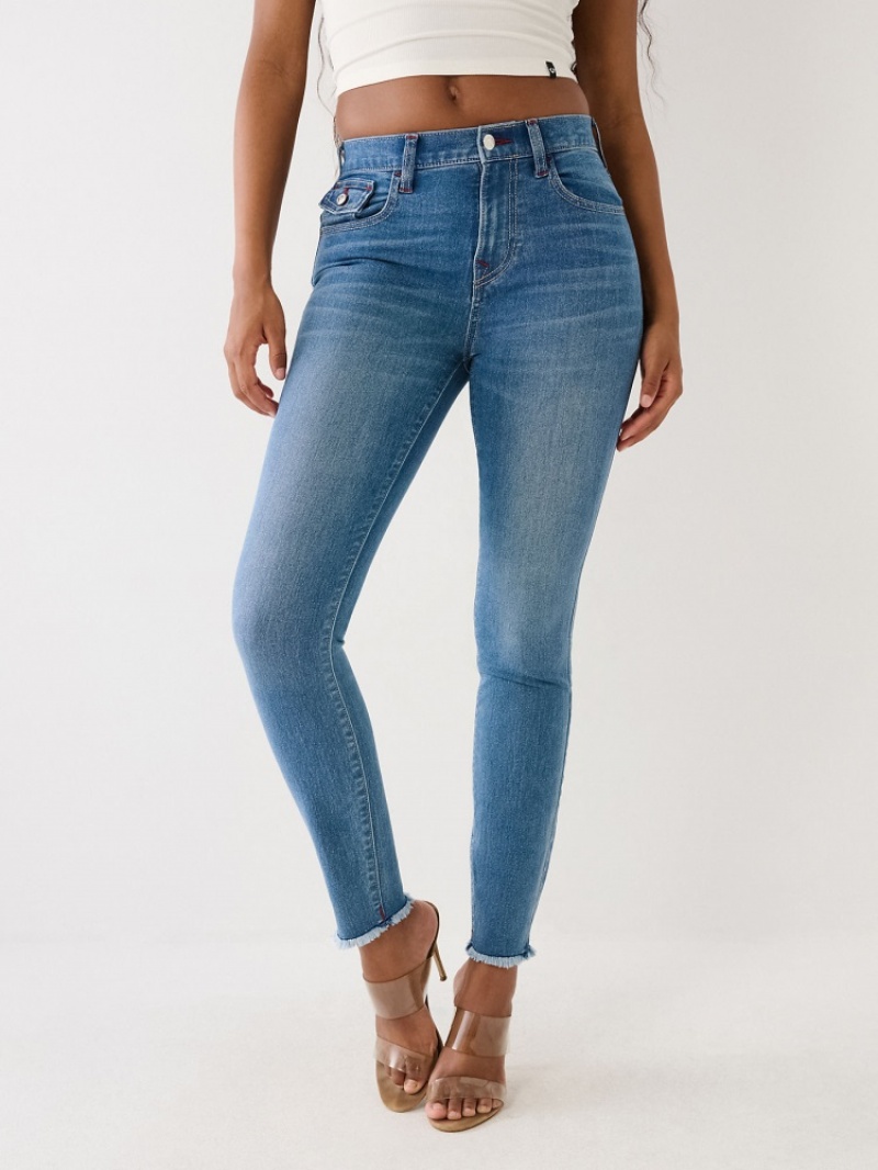 Super Skinny Jeans True Religion Halle High Rise Femme Bleu Marine | SAE-19104104