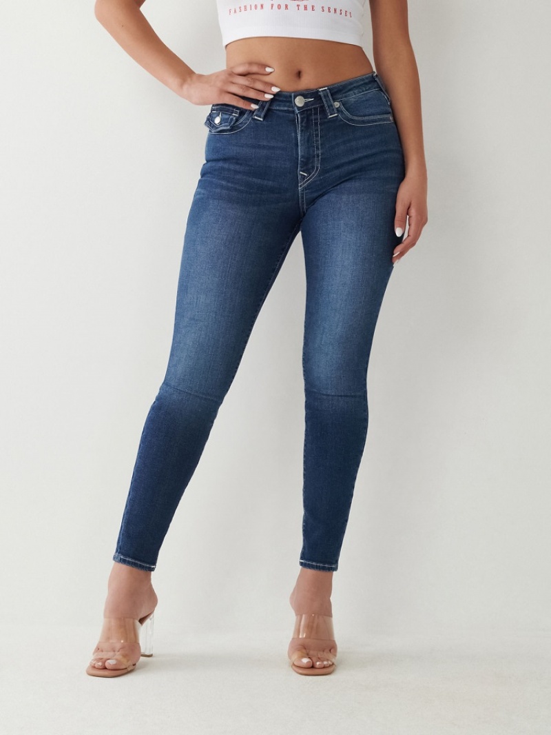 Super Skinny Jeans True Religion Halle High Rise Femme Bleu | HNC-45269677