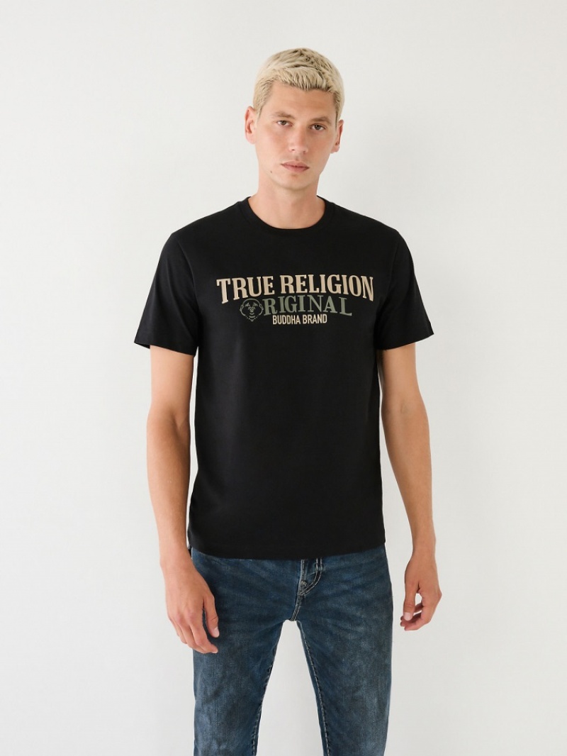 T Shirts True Religion True Logo Homme Blanche Noir | KYI-14335090