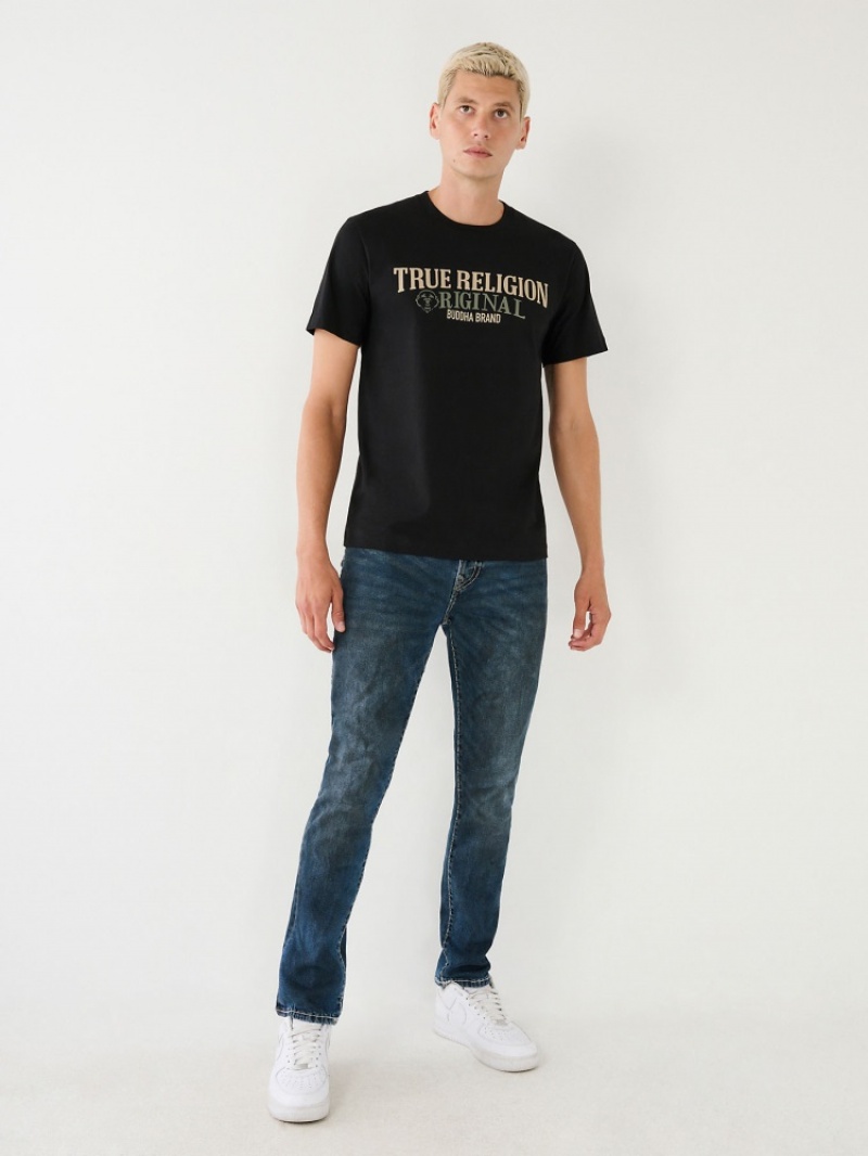 T Shirts True Religion True Logo Homme Blanche Noir | KYI-14335090