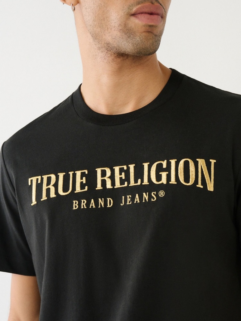 T Shirts True Religion True Logo Homme Noir | RHH-09118986