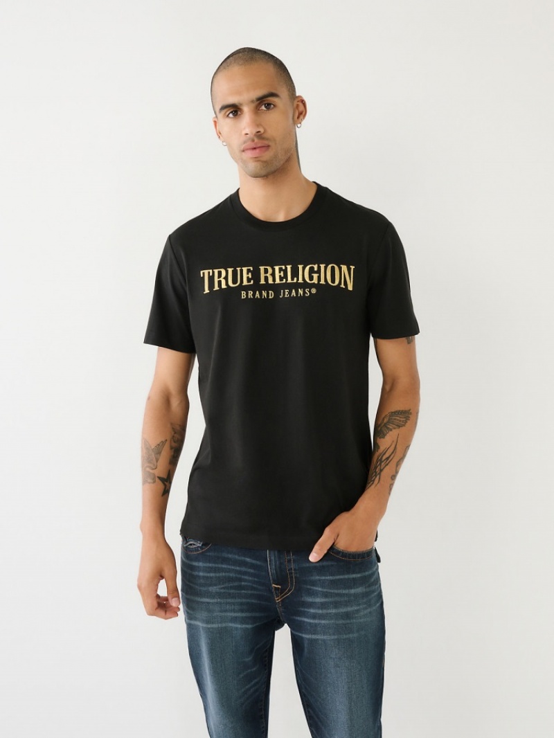 T Shirts True Religion True Logo Homme Noir | RHH-09118986