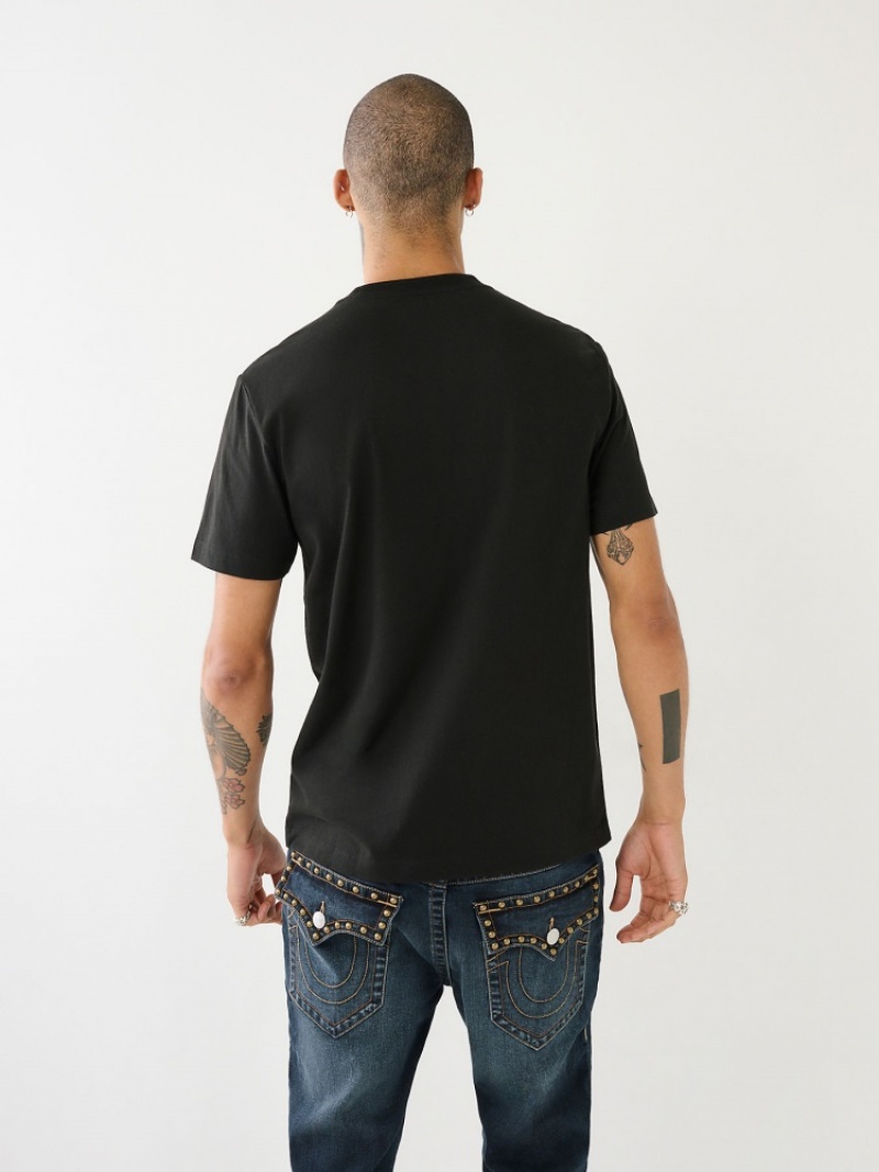 T Shirts True Religion True Logo Homme Noir | RHH-09118986