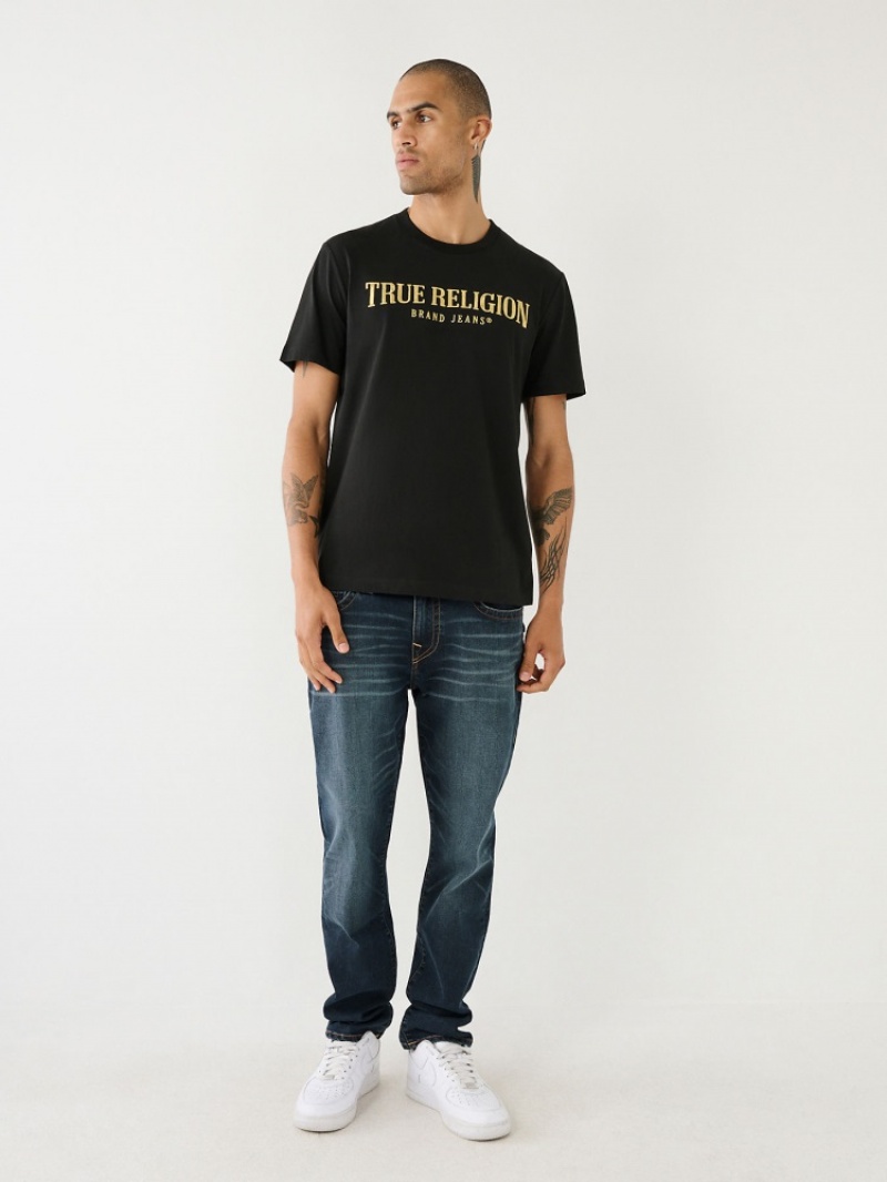 T Shirts True Religion True Logo Homme Noir | RHH-09118986