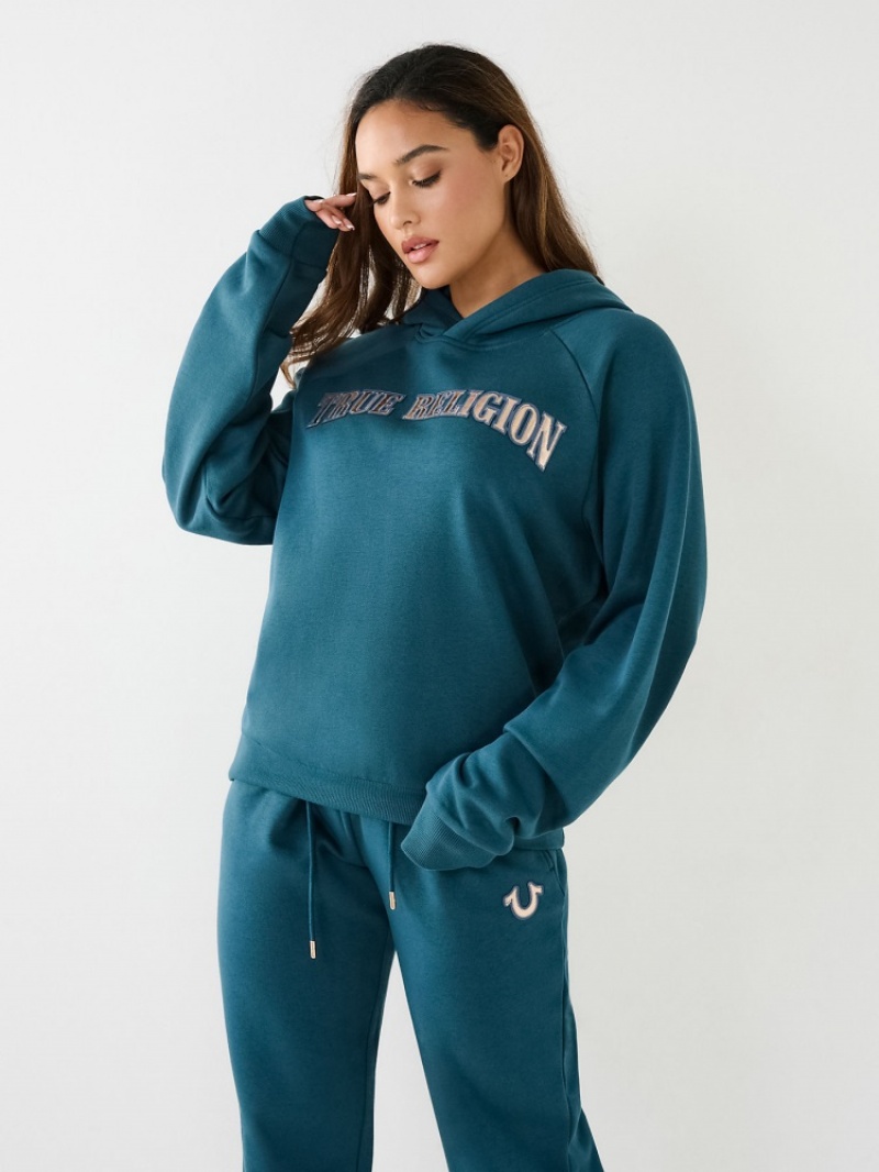 Sweat a Capuche True Religion True Relaxed Femme Bleu Marine | GCM-22086451