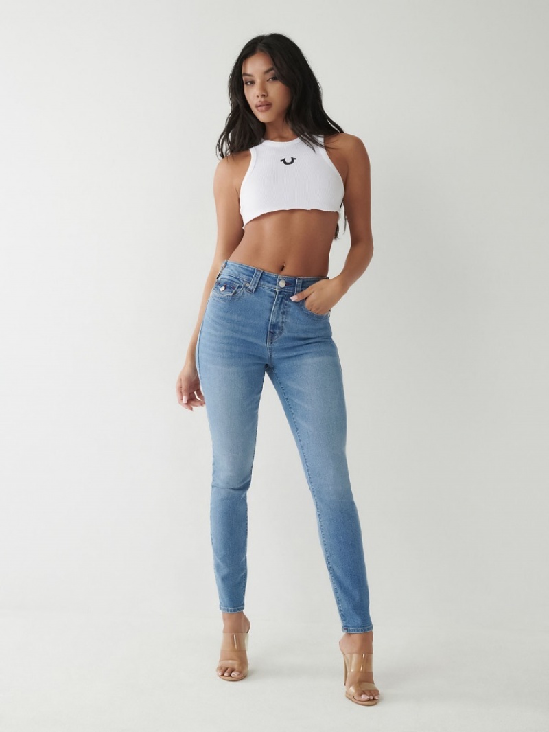 Super Skinny Jeans True Religion Halle High Rise Femme Bleu Orange | SXB-90329510