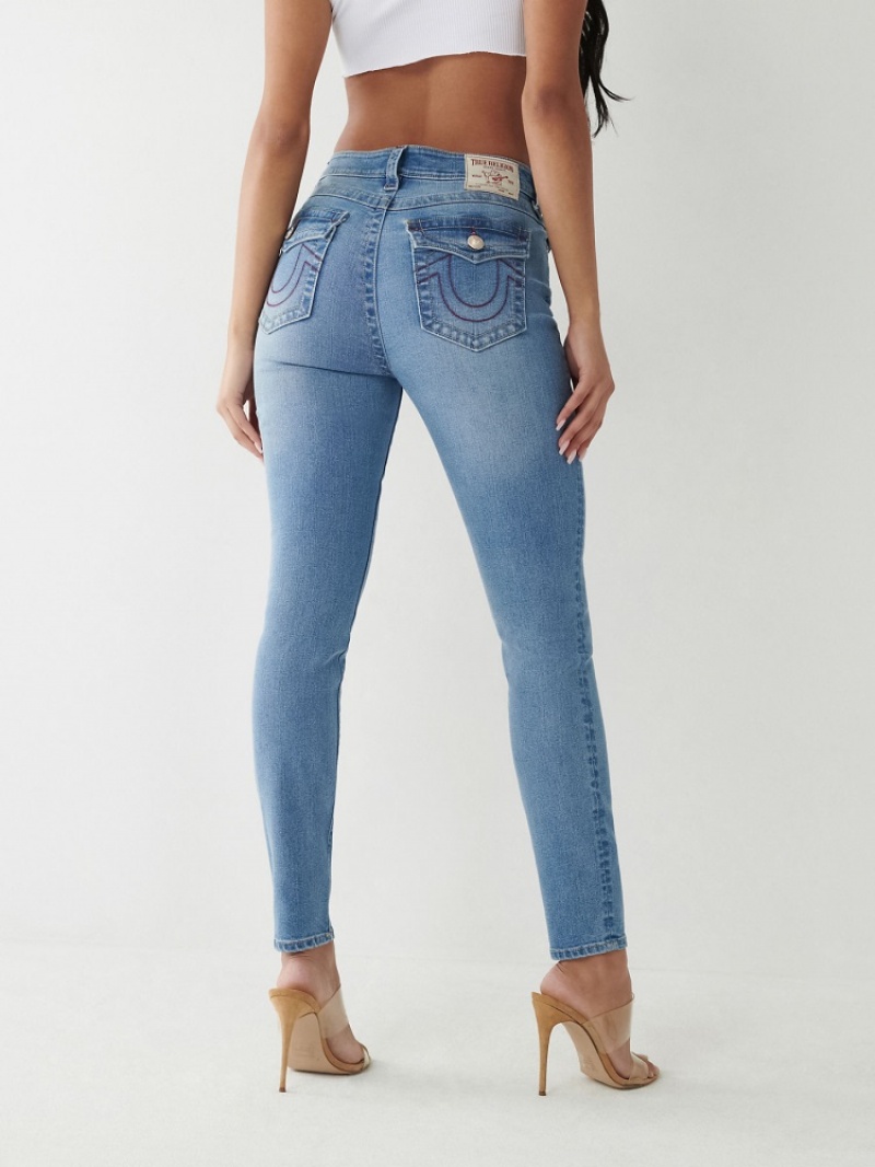 Super Skinny Jeans True Religion Halle High Rise Femme Bleu Orange | SXB-90329510