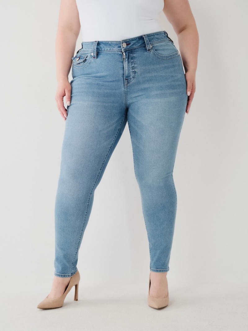 Super Skinny Jeans True Religion Halle High Rise Femme Bleu Orange | SXB-90329510