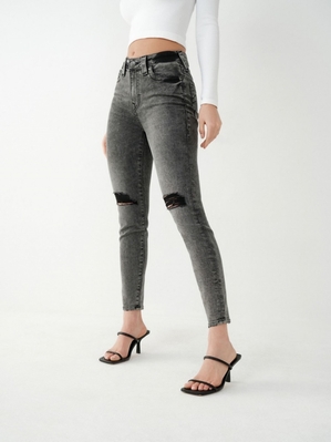 Super Skinny Jeans True Religion Halle High Rise Mince Crop Jean Femme Noir Jaune | ZVG-43068060