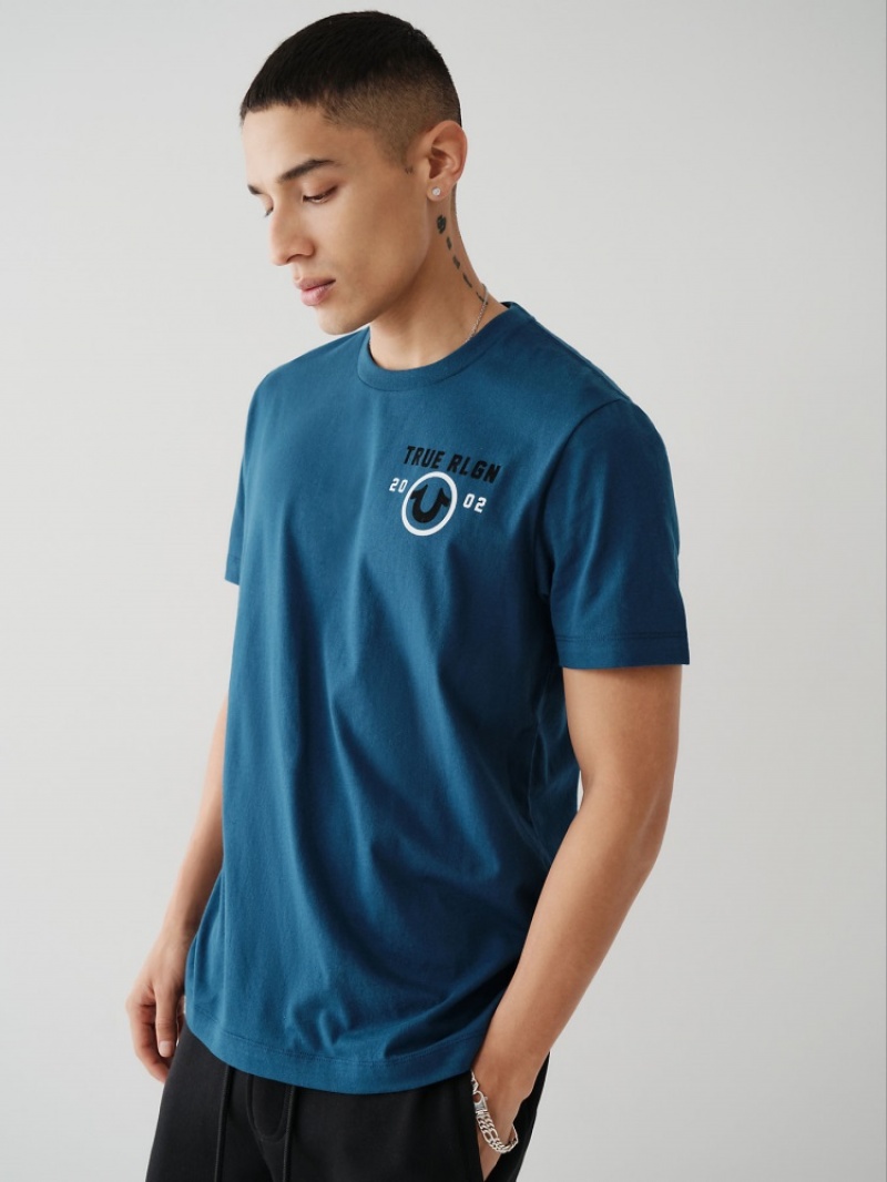 T Shirts True Religion True Logo Homme Bleu Marine | TFJ-30166849