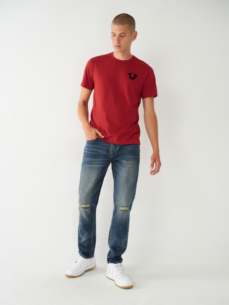 T Shirts True Religion True Logo Homme Bleu | RZR-03214214