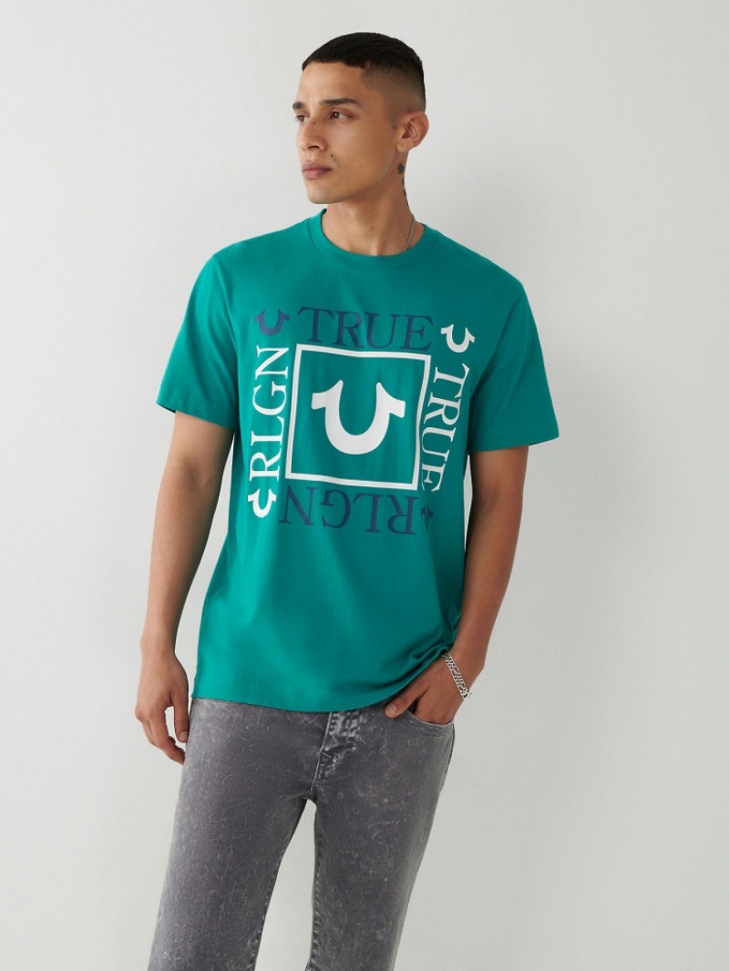 T Shirts True Religion True Logo Homme Bleu | KYY-63067469