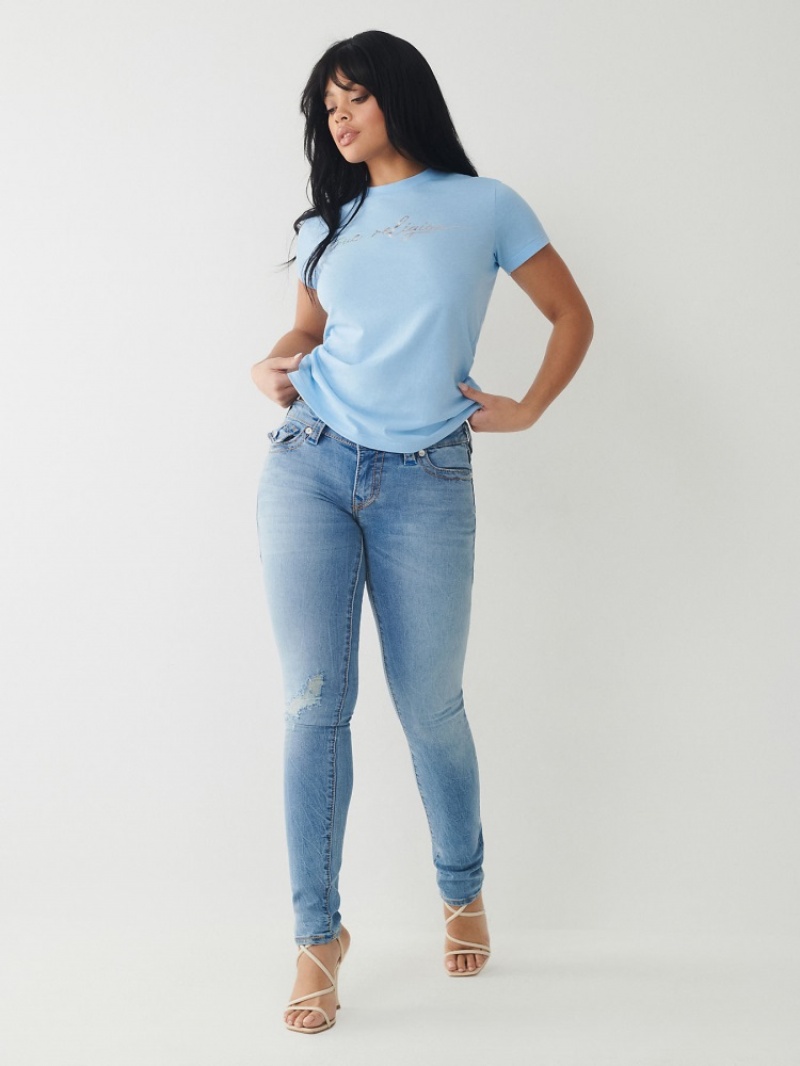 Jean Skinny True Religion Stella Low Rise Big T Femme Bleu | FAM-56057816