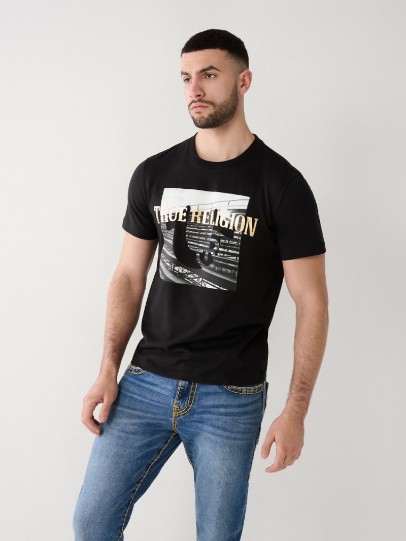 T Shirts True Religion True Graphique Homme Noir | NFB-25825557