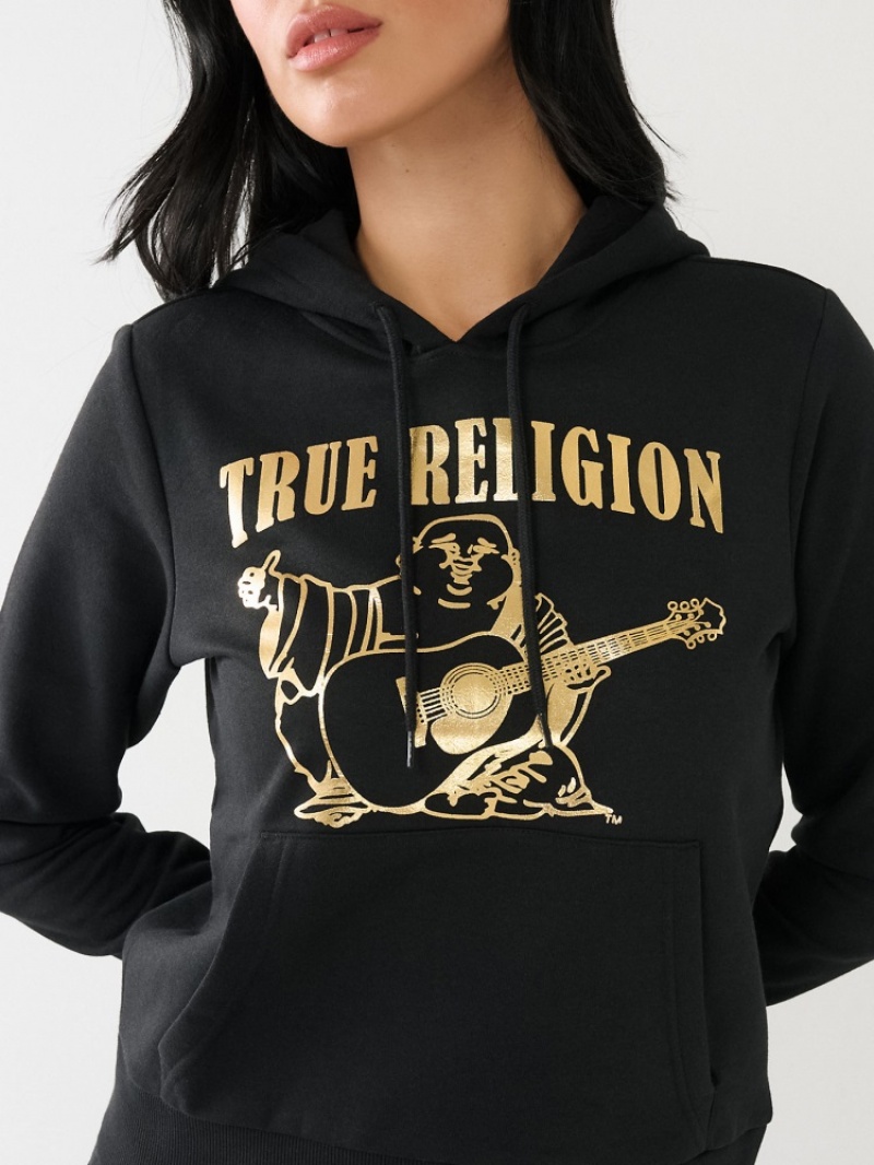 Sweat a Capuche True Religion Metallic Buddha Logo Fleece Femme Blanche Noir | WQP-79822115