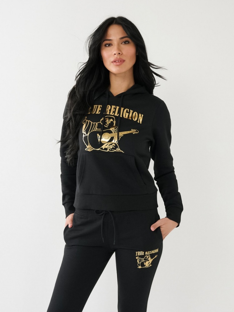 Sweat a Capuche True Religion Metallic Buddha Logo Fleece Femme Blanche Noir | WQP-79822115