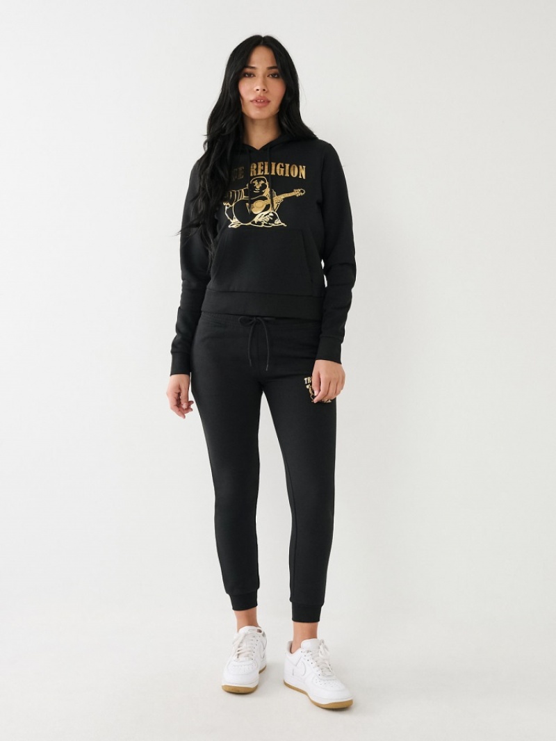 Sweat a Capuche True Religion Metallic Buddha Logo Fleece Femme Blanche Noir | WQP-79822115