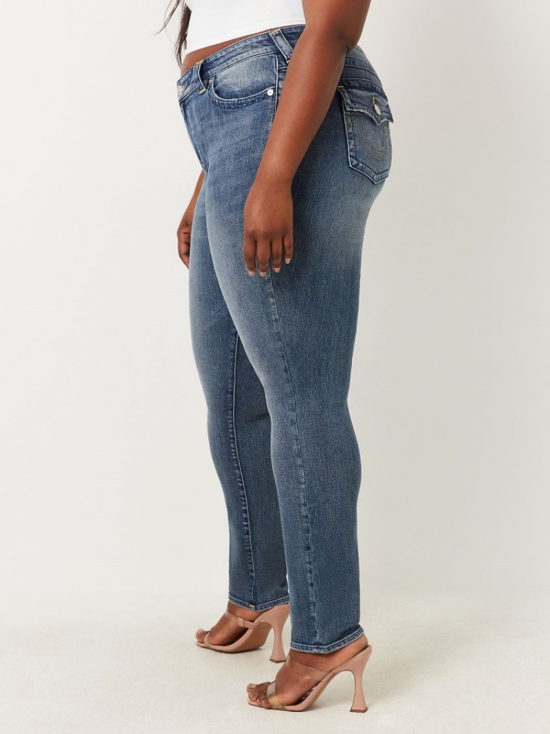 Jean Skinny True Religion Plus Stella Low Rise Femme Blanche Bleu Marine | MTH-87178366