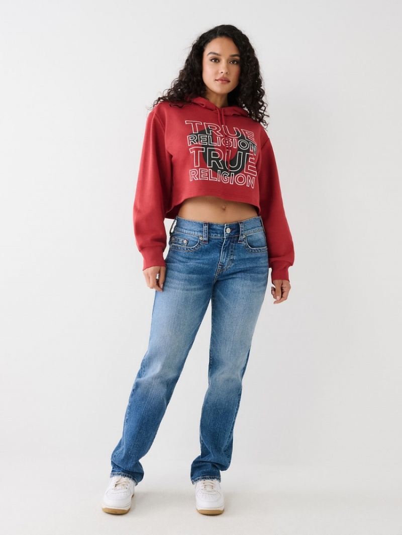 Sweat a Capuche True Religion Logo Crop Femme Noir | SYD-75963047