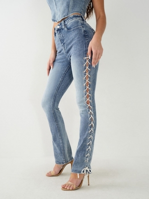 Straight Fit Jeans True Religion Billie High Rise Femme Orange Rose | RFV-38127891